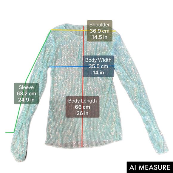 Free People Intimately Free Gold Rush Long Sleeve Sequin Top Aruba Blue NEW M - Picture 13 of 15